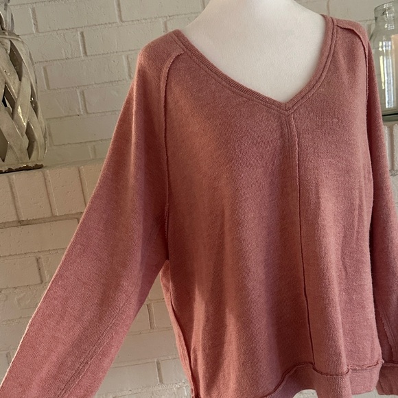 a.n.a Women's V-Neck Sweater - Rose / Peach Color - Picture 5 of 12